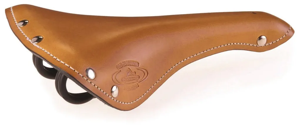 Selle Sport Monte Grappa en Cuir Marron Cognac avec Rails en Acier Noir
