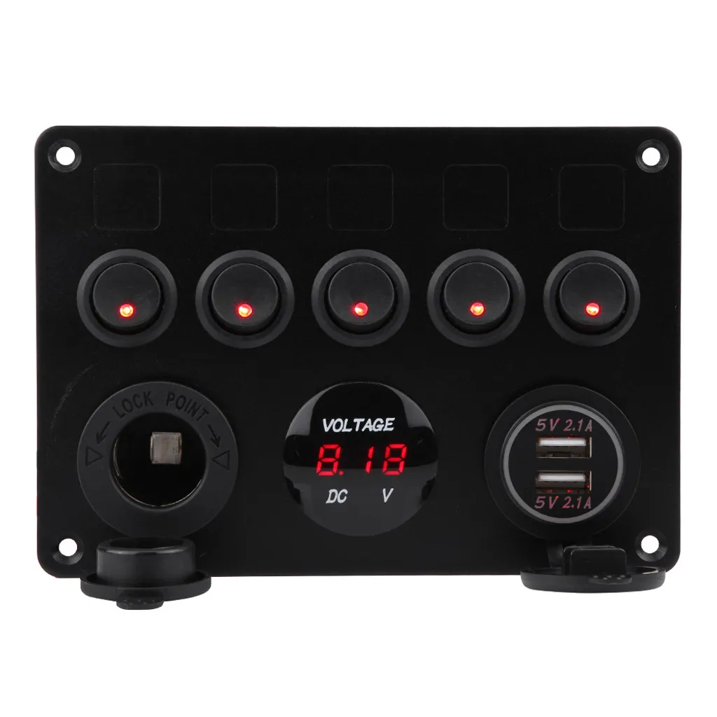 Kit interrupteurs 12V 24V pour bateau et camping-car avec voltmètre - 7