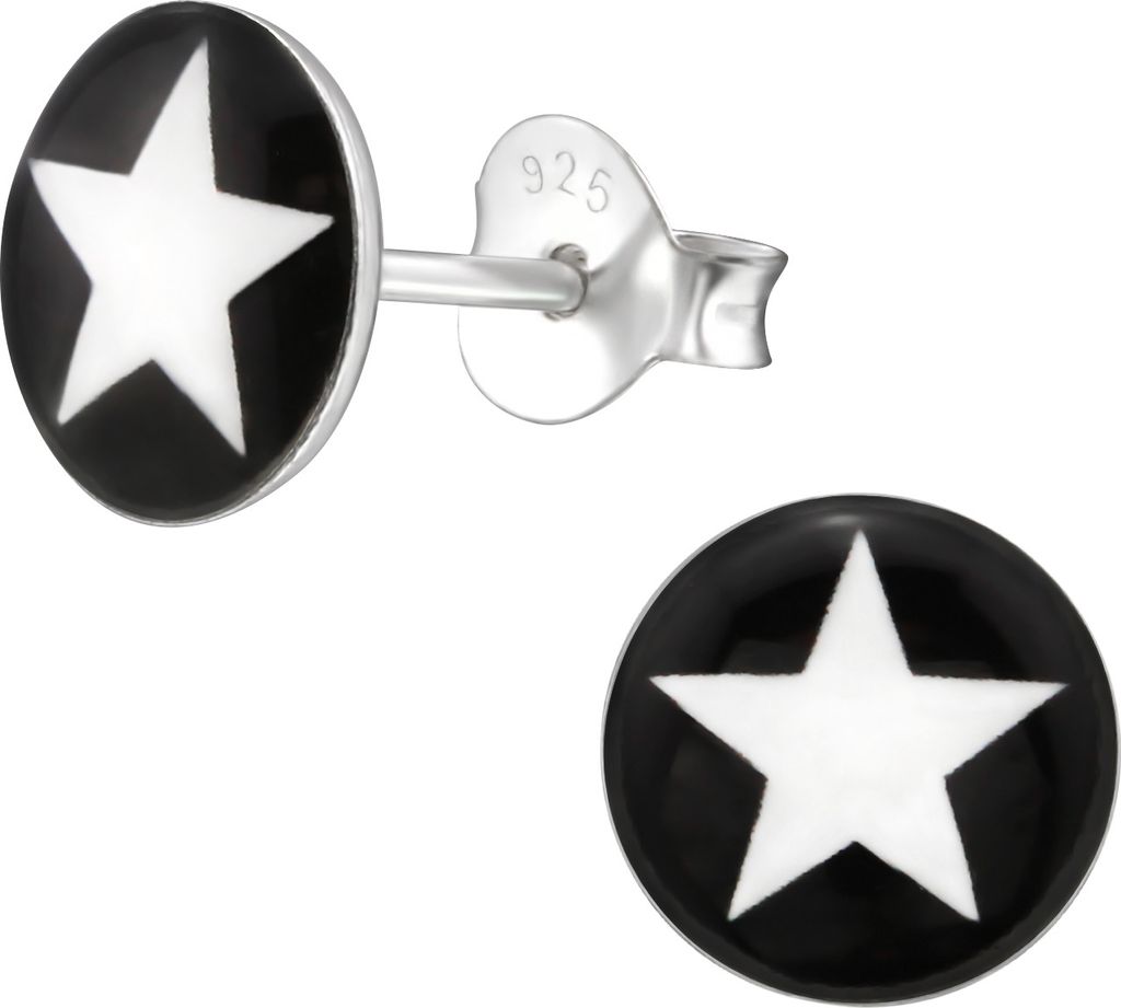 Ohrringe Ohrstecker 925 Sterling Silber mit weißem Stern