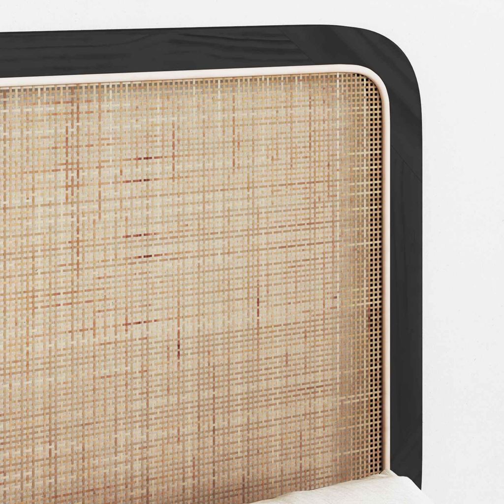 Cloris Designermöbel Kopfteil mit Kopfteil Schwarz 100 x 55 x 3cm Rattan - 2026Neu598617 - Kopfteile
