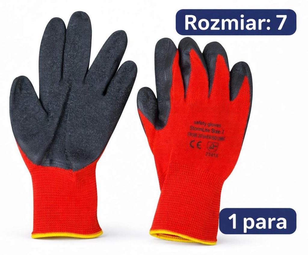 STORMLITE Arbeitshandschuhe mit roter Latexbeschichtung, Größe S, rutschfester Grip, robust und vielseitig einsetzbar