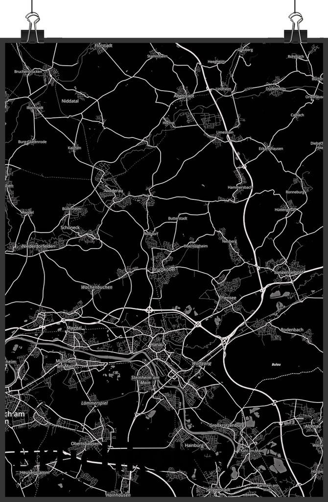 Mr. & Mrs. Panda Bild Bruchköbel DIN A2 - Geschenk, Posterdruck, Stadt, Wandbild, drucke, Dorf Karte Landkarte Map Stadtplan, Wanddekoration, wand...