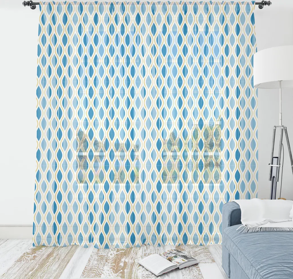 Arazzo Lavabile ABAKUHAUS 240x274 cm - Blu e Cammello Pop Art