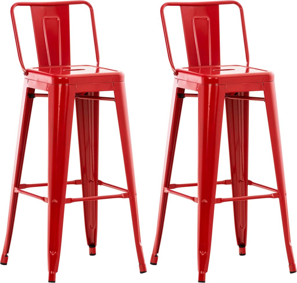 TPFLiving 2er Set Barhocker Massimo Metall Rot