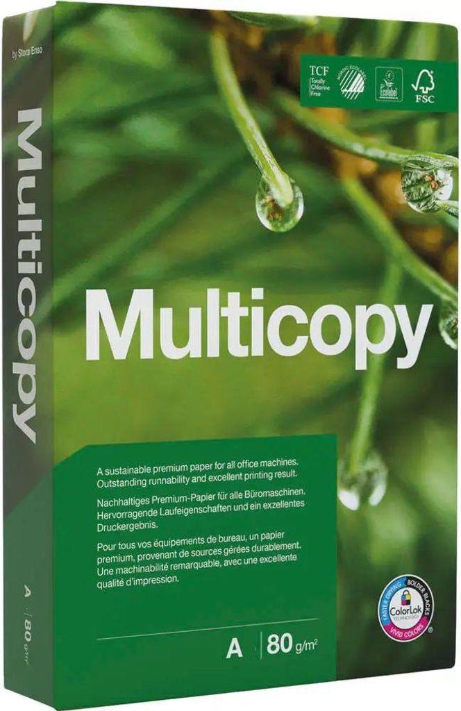 Kopierpapier Multicopy A3 80g/qm weiß VE=500 Blatt. Produktbild 
