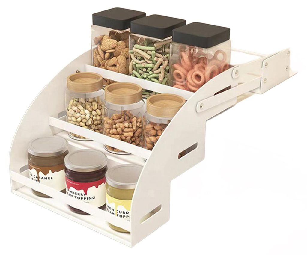Ausziehbares Gewürzregal, 3-stöckig, ausziehbarer Gewürzorganizer für Küchenschränke, platzsparende Aufbewahrungsmöglichkeit für Gewürzgl...