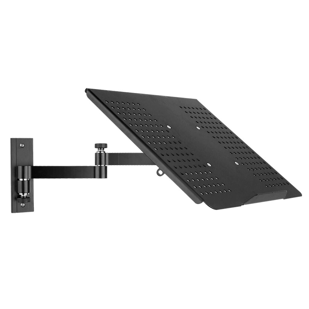Laptop Wandhalterung Universal Notebook Halterung schwarz - schwenkbar neigbar ausziehbar - mit Tablet Adapter Ablage Auflage schwarz Modell: L52B-APB