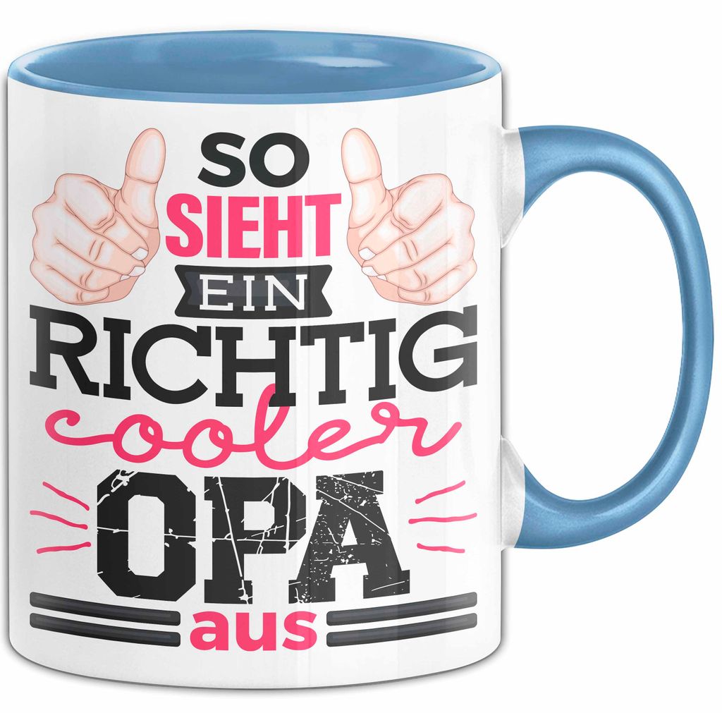 Opa Tasse Geschenk So Sieht Einr Richtig Cooler Opa Aus Geschenkdiee Großvater Becher (Blau)