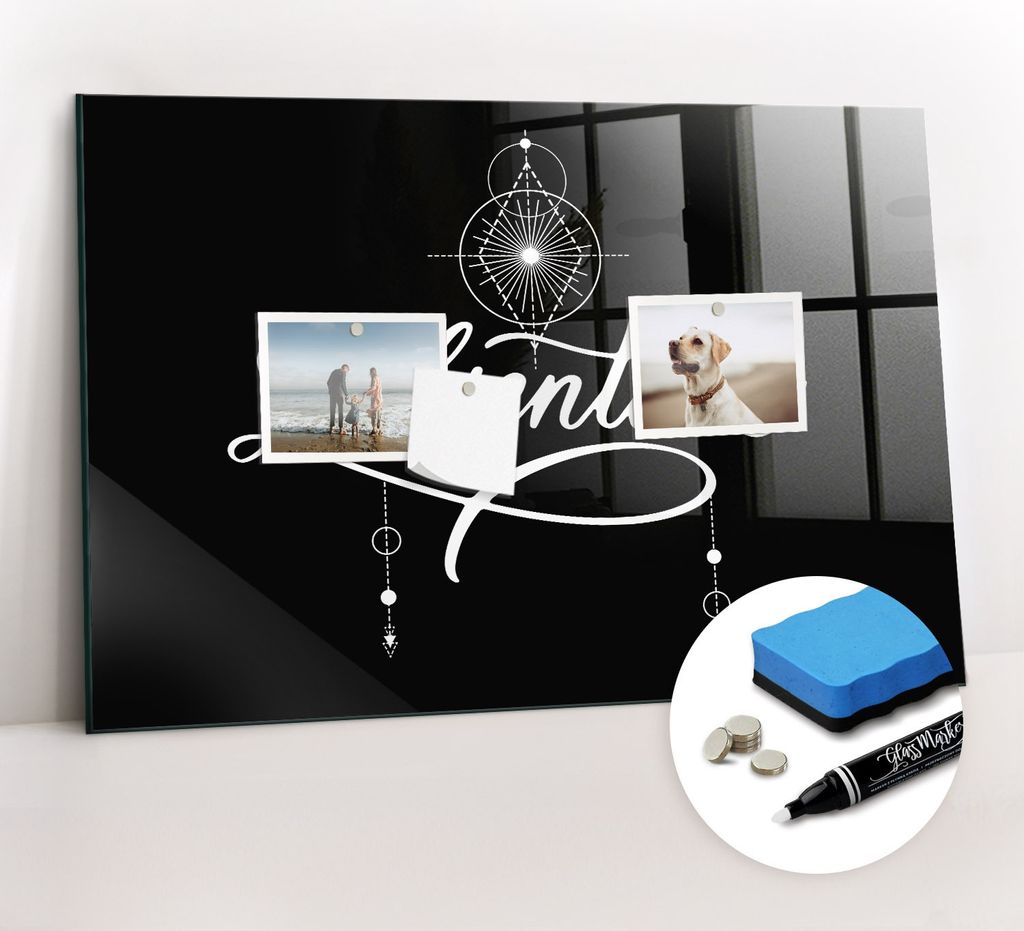 Magnetpinnwand Memoboard - Zubehörsatz - Weißer Marker + Schwamm + Magnete - 60 x 40 cm - Abenteuer