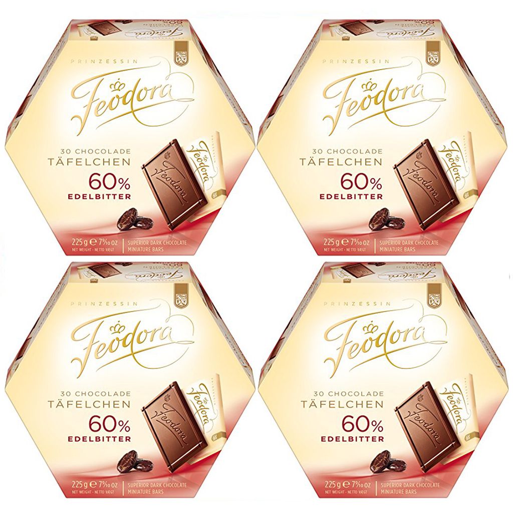Feodora Schokolade 60 Prozent Edelbitterschokolade 225g 4er Produktbild 