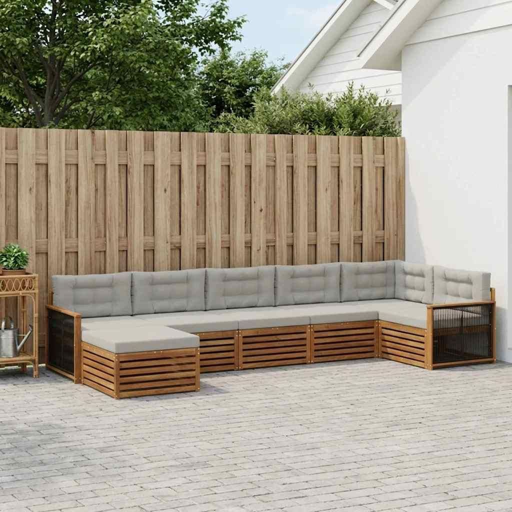 Möbel Outdoor-Sofagarnitur mit Kissen 7 pcs Natürlich und HellgrauGartensofas - Gartensofas c1404
