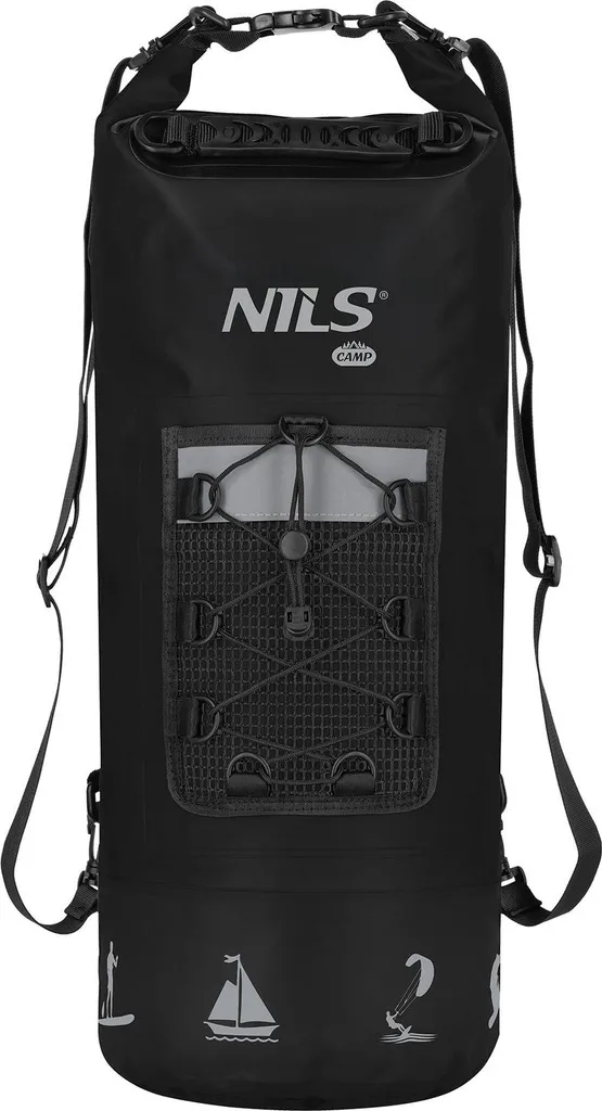 Sac à dos imperméable 25L noir avec fermeture Roll-top ultra robuste