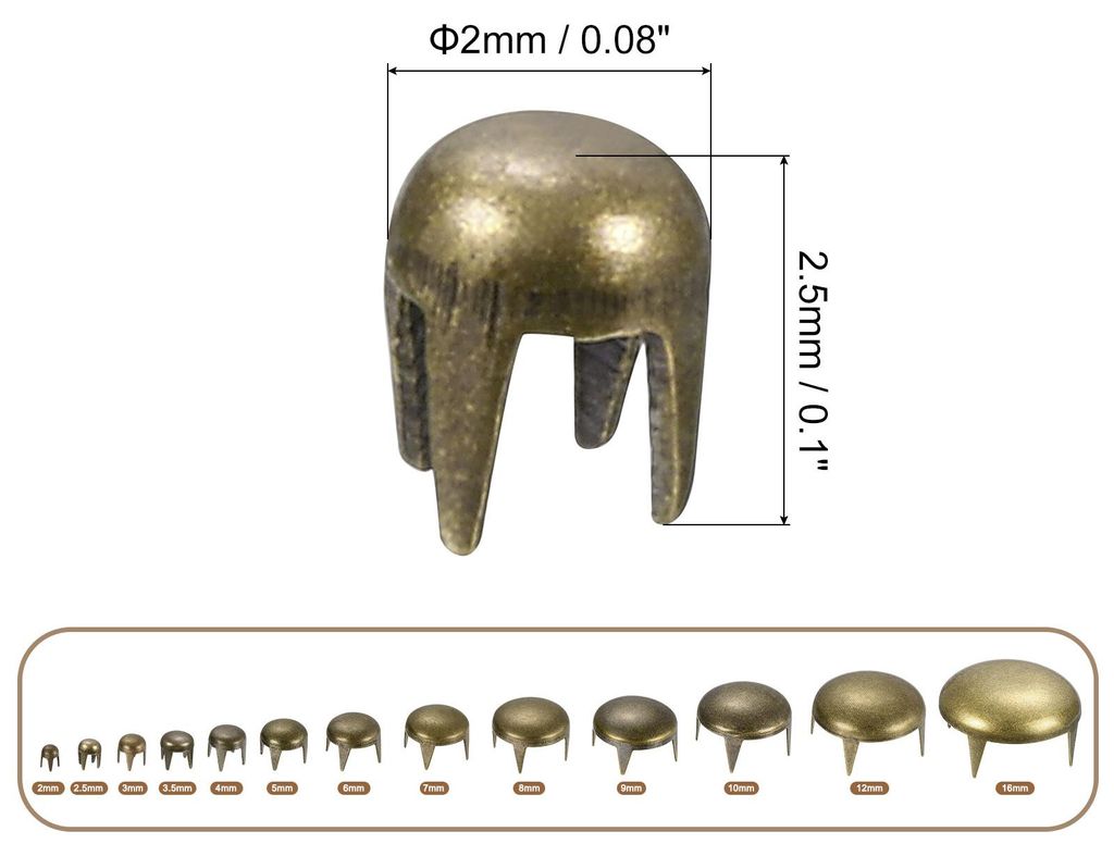 160 Stš¹ck Bronze runde Kuppelnieten, 2mm Messing Kuppel Punk Nieten Rock Nagelk?pfe Klaue Perlen fš¹r DIY Kleidung Gš¹rtel Tasche Schuhe Arm...