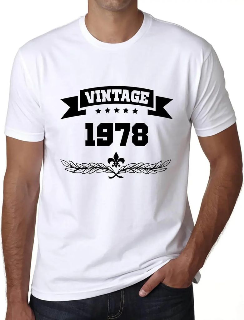 Herren Grafik T-Shirt Lilienblüte Olivenzweig Vintage seit 1978 – Lily Flower, Olive Branch, Vintage Since 1978 – Geschenk 46. Geburtstag Jahr...