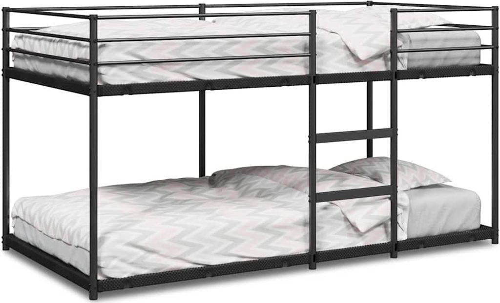 Etagenbett ohne Matratze Schwarz 90x200 cm Stahl