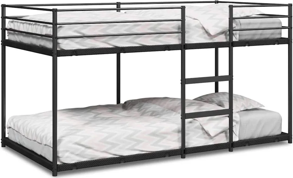 vidaXL Lit superposé noir 90x200 cm en acier robuste sans matelas
