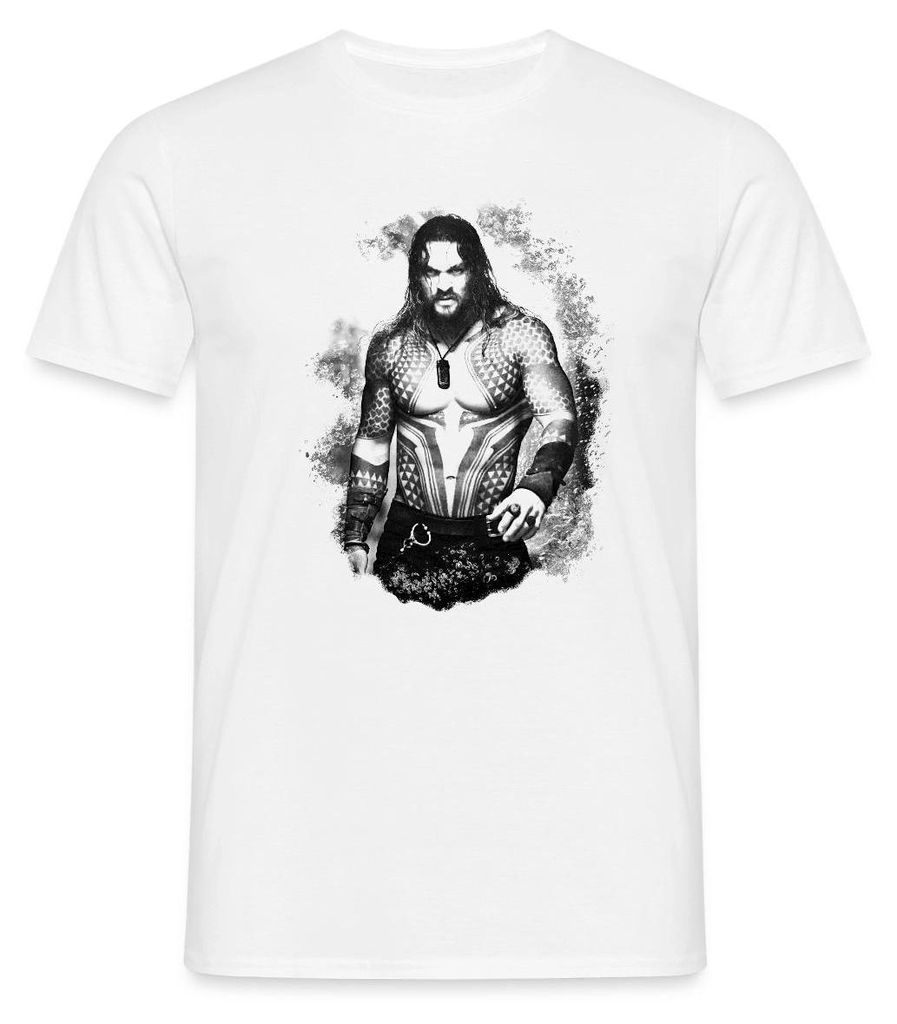 Spreadshirt Aquaman Film Aquaman Kampfbereit Männer T-Shirt, 4XL, Weiß