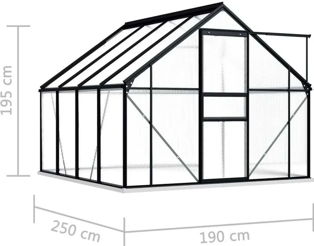 Serre de jardin en aluminium et polycarbonate 4,75 m² avec embase fixe - 14