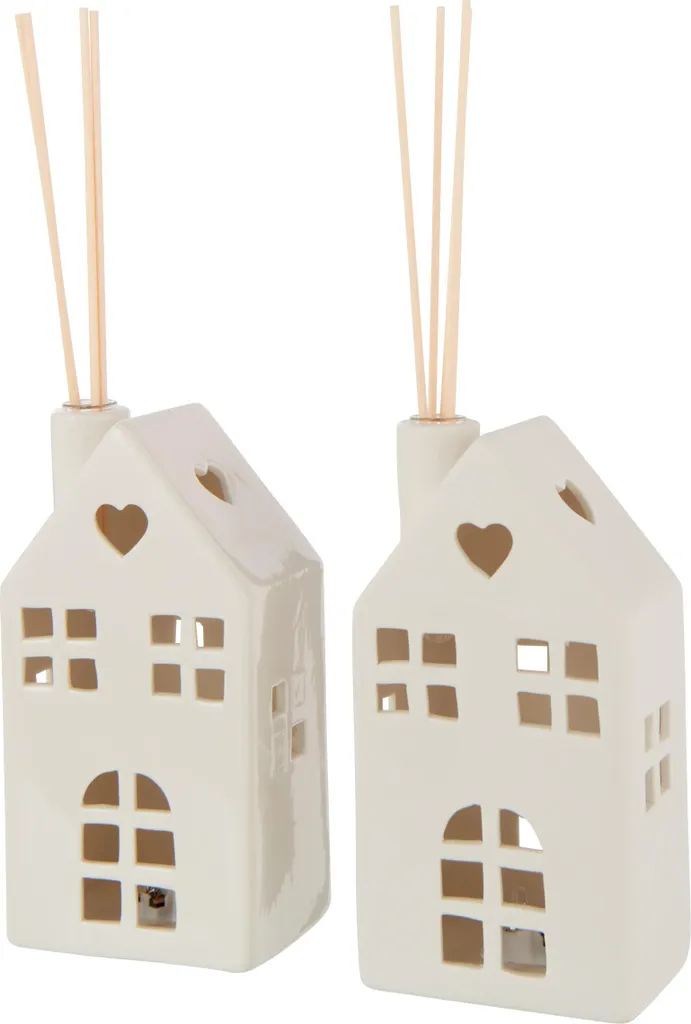 Vase LED blanc avec motif maison et cœur J-Line - Éclairage d'ambiance
