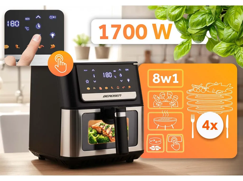 Friteuse saine Berdsen BD-655 noire à circulation d'air rapide 1400W - 7