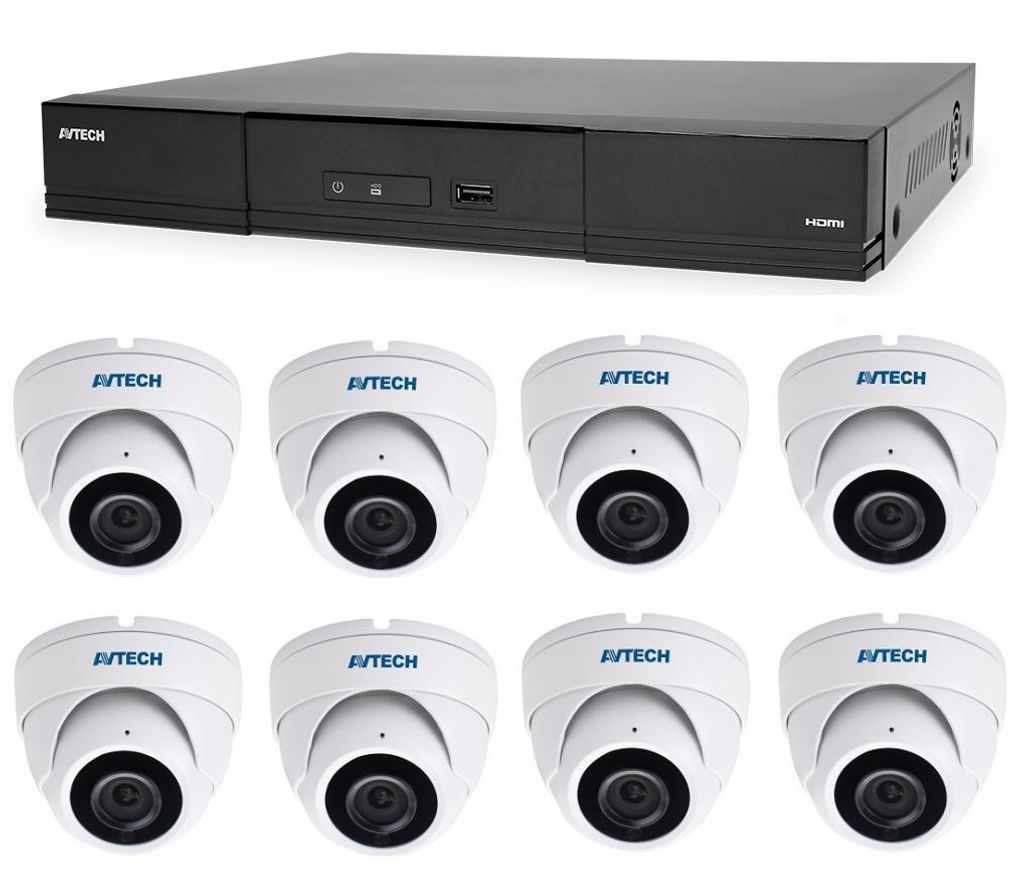 Kameraset 1x AVTECH NVR AVH1109 und 8x 8MPX IP Dome Kamera AVTECH DGM8208SVAT + 8x UTP Kabel 1x RJ45 - 1x RJ45 Cat5e 15m!