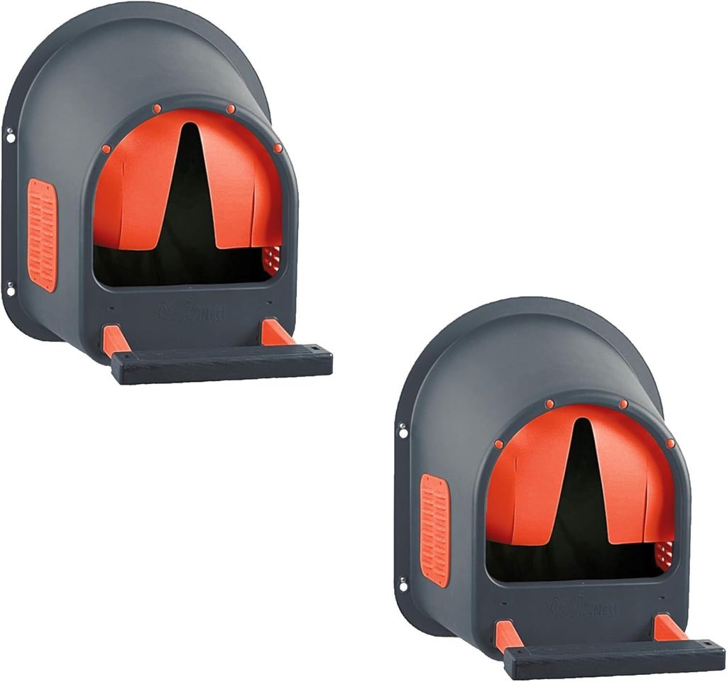 Legenest für Hühner in Anthrazit/Rot - MyCozyNest -Legenest für bis zu 5 Hühner zur Wandmontage - Hühnernest - Geflügelnest (2er-Pack)