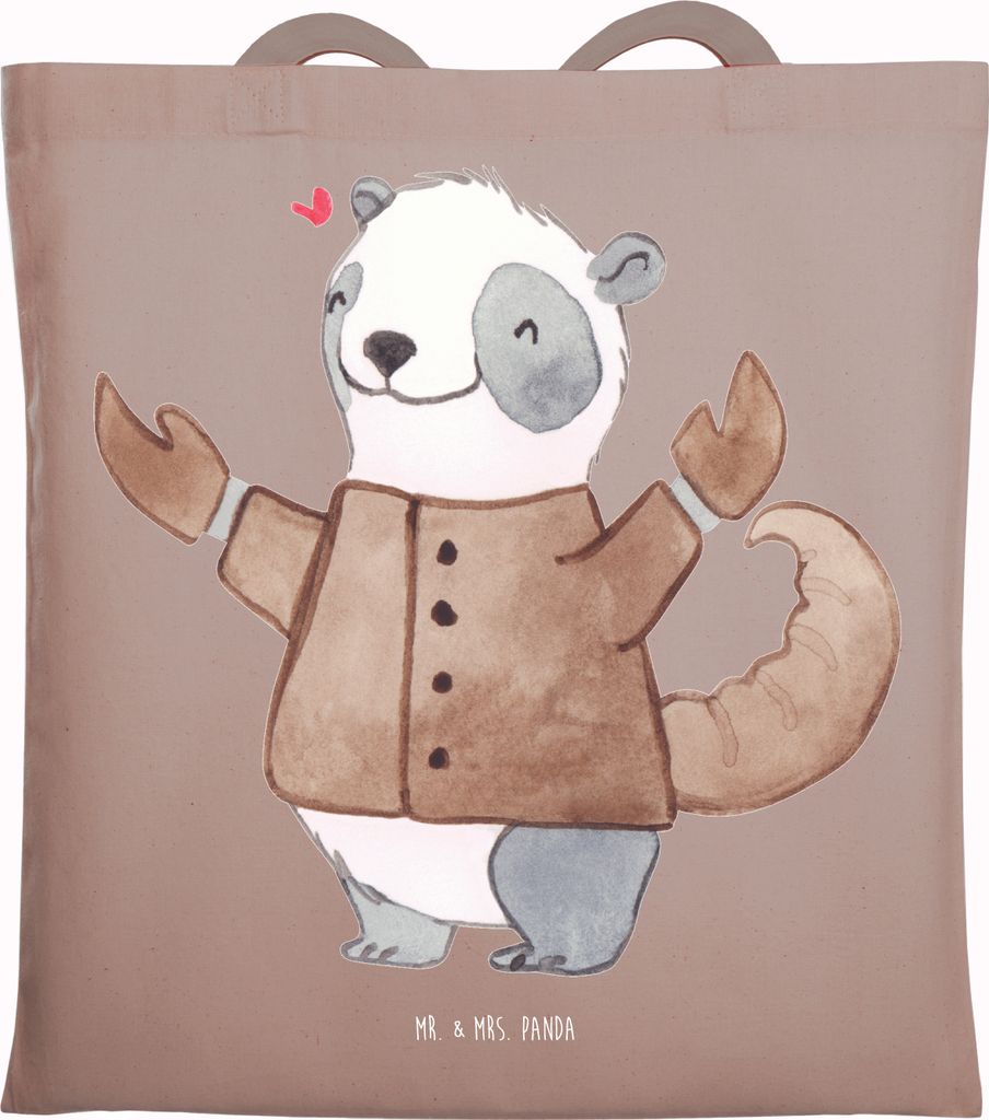 Mr. & Mrs. Panda Baumwolltasche Skorpion Astrologie - Braun Pastell - Geschenk, Tasche, Geburtstagsgeschenk, Jutebeutel, Laptoptasche, Sternzeichen...