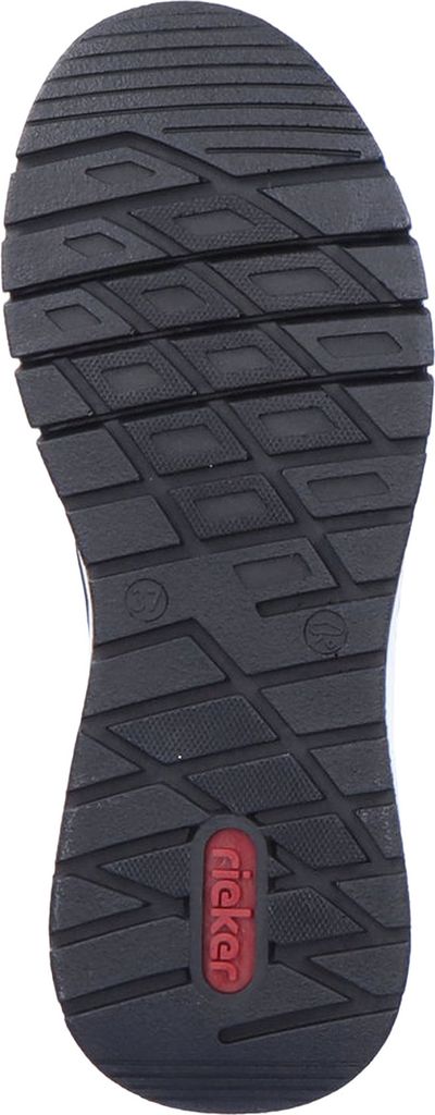 The image shows the sole of a black shoe.