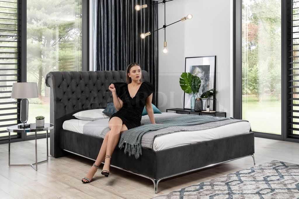 Bett Polster Design Luxus Doppel Hotel Betten Schlaf Zimmer Leder 140x200cm Neu