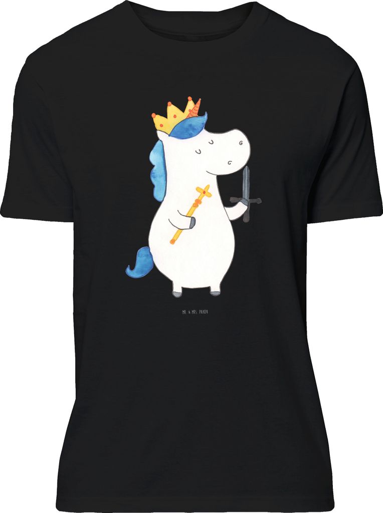 Mr. & Mrs. Panda T-Shirt Einhorn König mit Schwert - Schwarz - Geschenk, Tshirt, Unicorn, Shirt, Mittelalter, S, Spruch, Ritter, Jersey-Shirt, Ein...