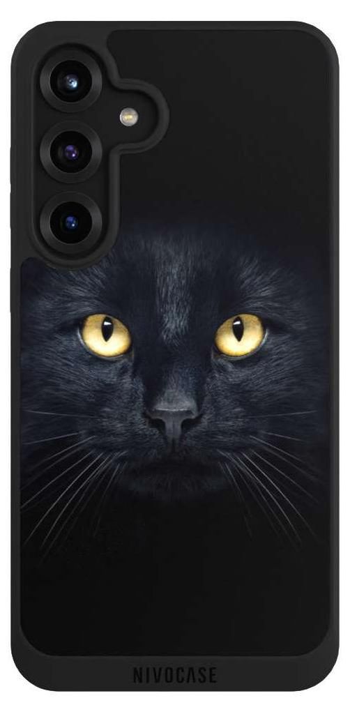 NIVOCASE Handyhülle für Samsung Galaxy S25+ Hülle NIVOpure Case Schwarz Auge Katze schwarz