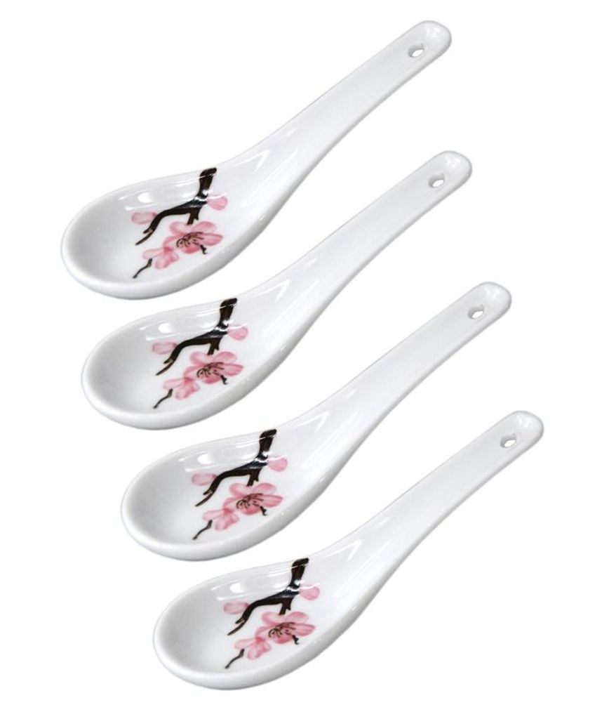 4er-Set [ SAKURA ] Reislöffel / Suppenlöffel / Keramik Produktbild 