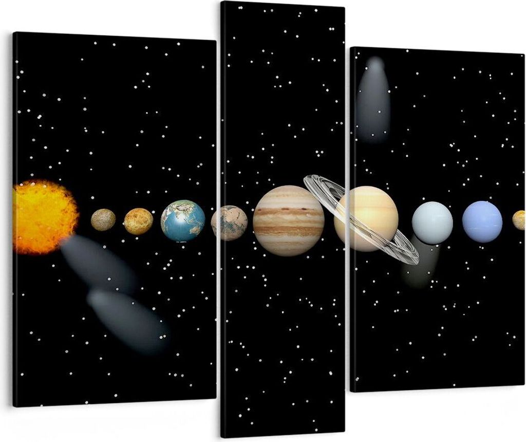 Bild auf Leinwand - Leinwandbild - Universum Galaxie Planeten Sterne - 95x80cm - Wand Bild - Wanddeko - Leinwanddruck - Bilder - Kunstdruck - Leinw...