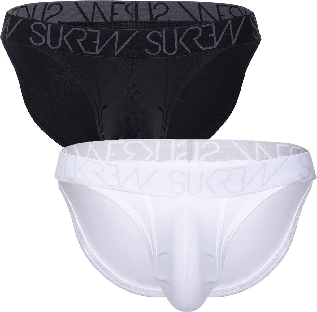 SUKREW - Herren Slip Unterwäsche - Tanga Vorteilspack 1x Black + 1x White - Größe S