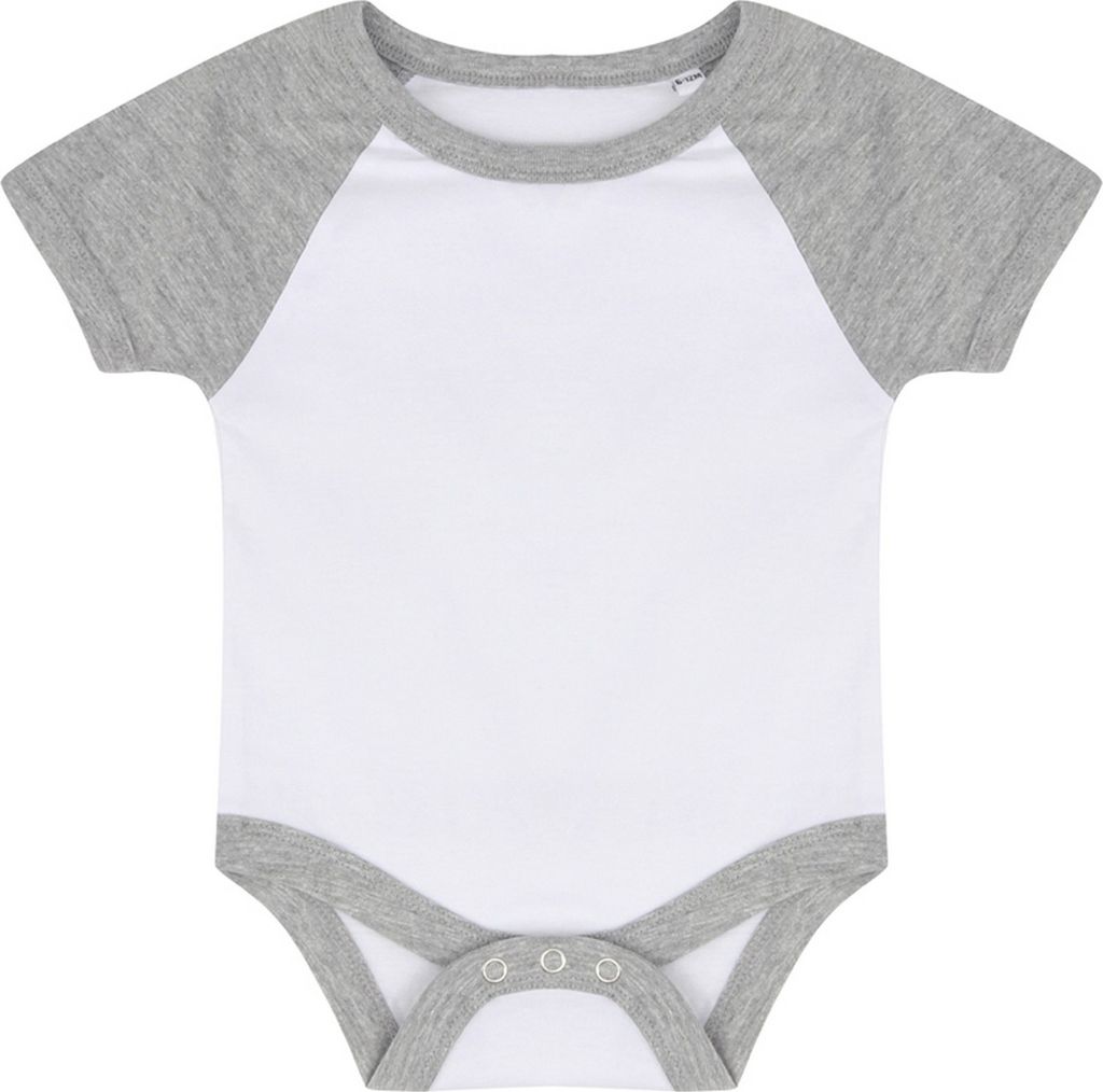 Larkwood Baby Jungen/Mädchen Essential Kurzarm Baseball Body PC3567 (12-18 Monate (80)) (Weiß/Grau meliert)