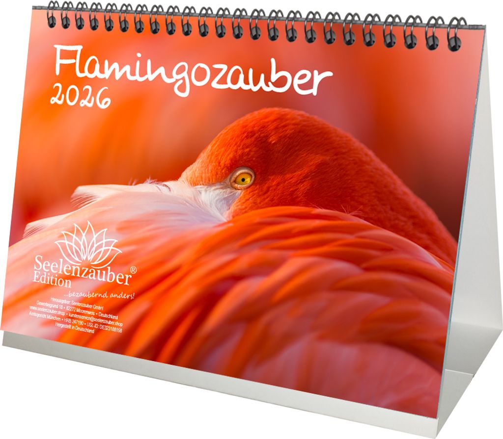 Flamingozauber DIN A5 Tischkalender für 2026 Flamingo - Seelenzauber