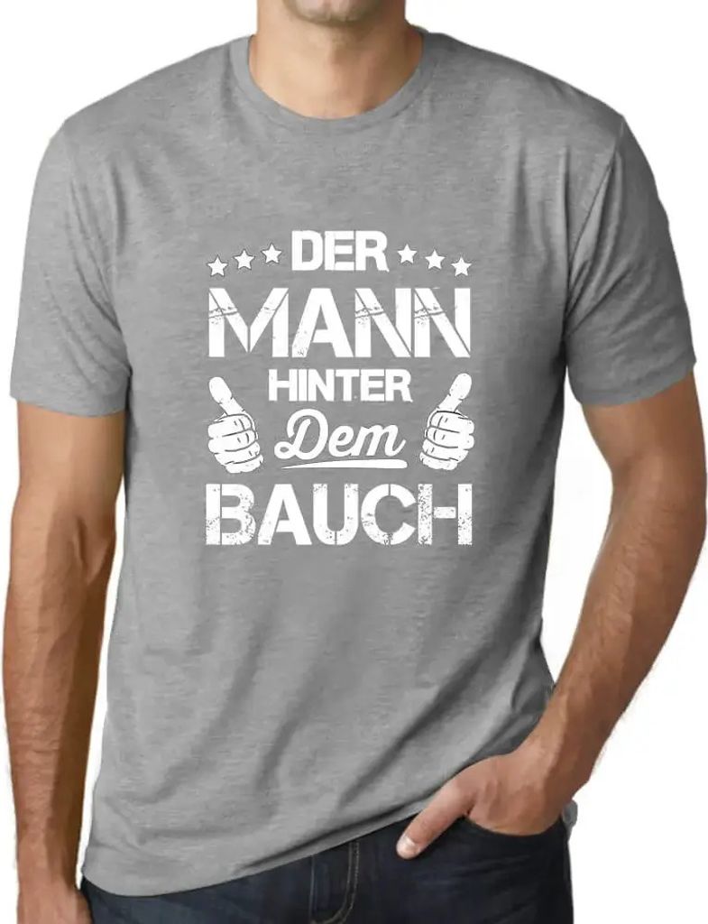 Herren Grafik T-Shirt Der Mann Hinter Dem Bauch Öko-Verantwortlich Vintage Jahrgang Kurzarm Lustige Druck Geburtstag Geschenk Mann