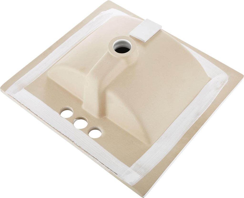 SucceBuy Halbeinbauwaschbecken 510 x 465 mm rechteckiges Waschbecken mit Überlauf & 3 Wasserhahnlöchern, modernes Design für kompakte Küchen un...