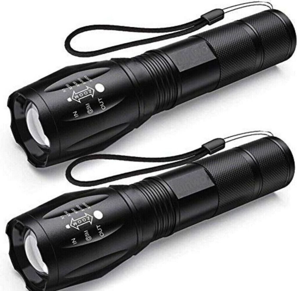 2x LED Taschenlampe Polizei Lampe wiederaufladbar Zoom Produktbild 