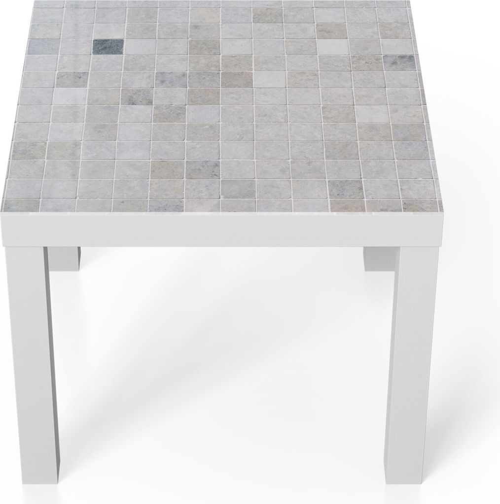 DEQORI Couchtisch 55x55 cm Weiß 'Fliesenwand aus Keramik' Glas Beistelltisch