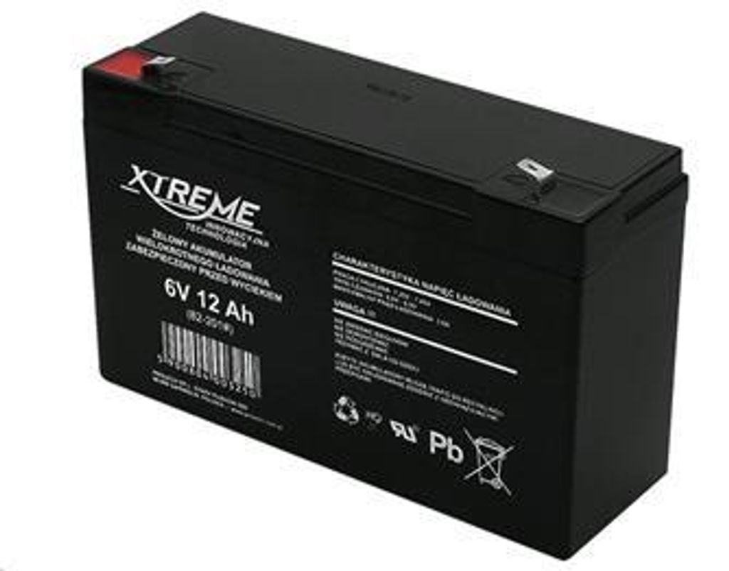Gel-accu 6V 12Ah, Xtreme, onderhoudsvrij, ongevoelig voor Productafbeelding 