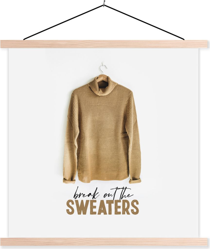 MuchoWow Textilposter Pullover - Winter - Angebot 120x120 cm mit holzfarbenen Rahmen - Textil-Poster