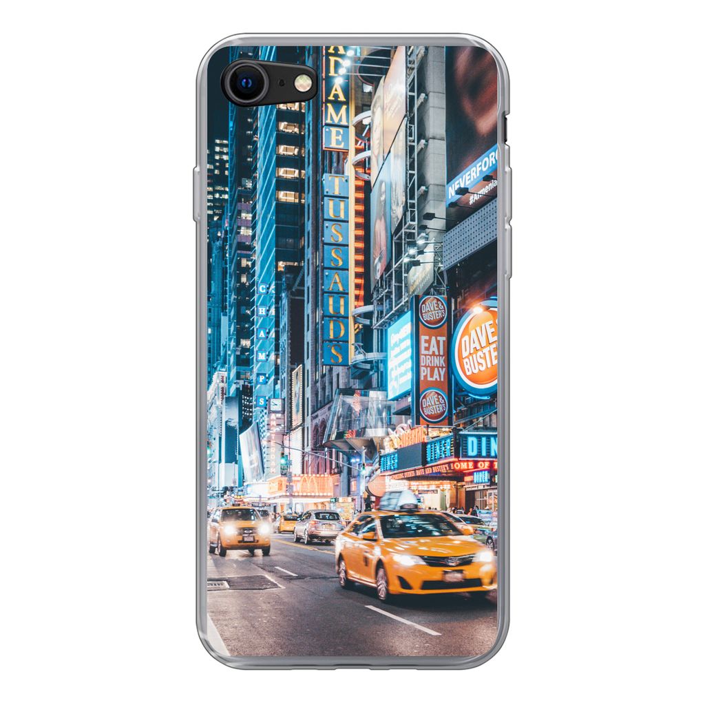 MuchoWow Handyhülle Schutzhülle Hülle für iPhone 8 New York bei Nacht Silikon Softcase Handy Hülle - Schutzhaube