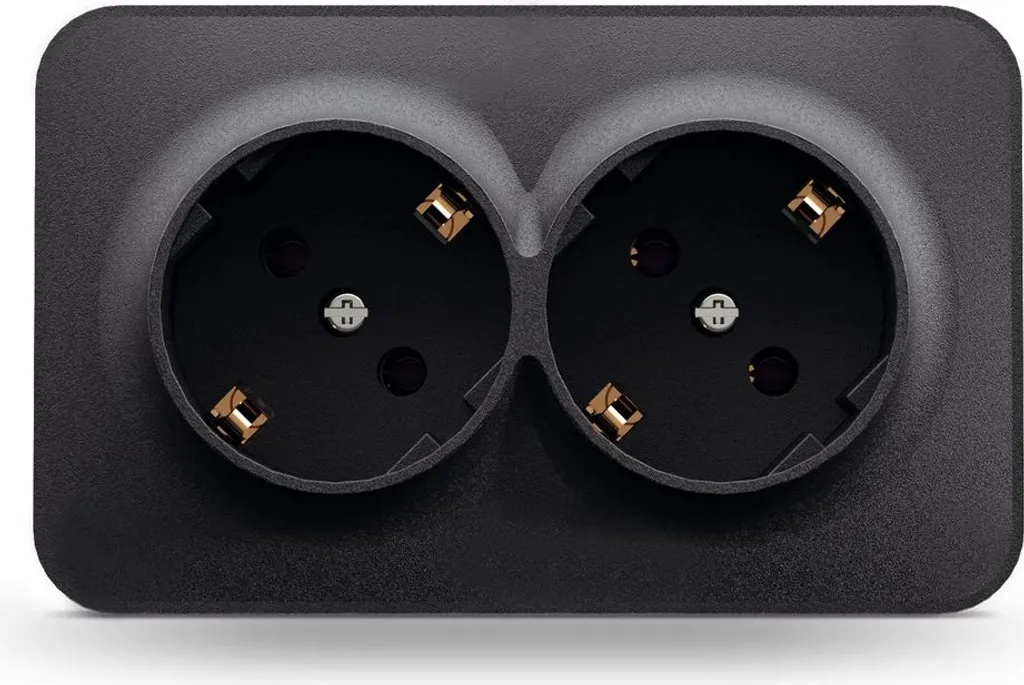 Prise double VIDEX BINERA noir IP20 - Design Schuko bi-poste sobre
