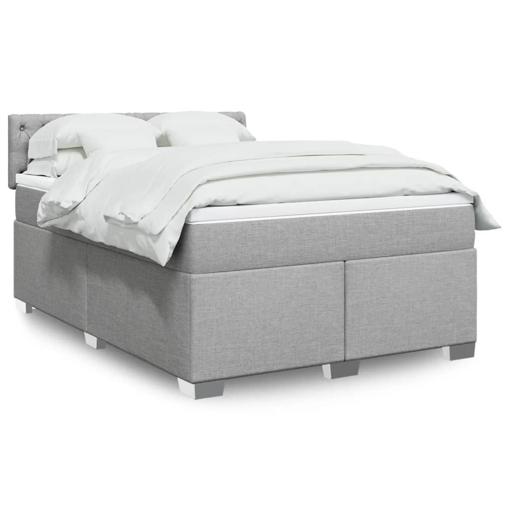 Maison Exclusive - Boxspringbett mit Matratze Hellgrau 140x200 cm Stoff