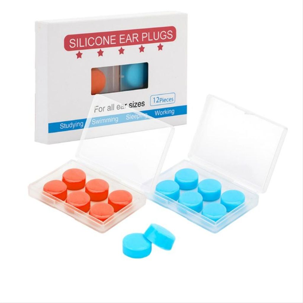INF Formbare geräuschunterdrückende Ohrstöpsel - Blau & Orange, 12 Stück, Silikon
