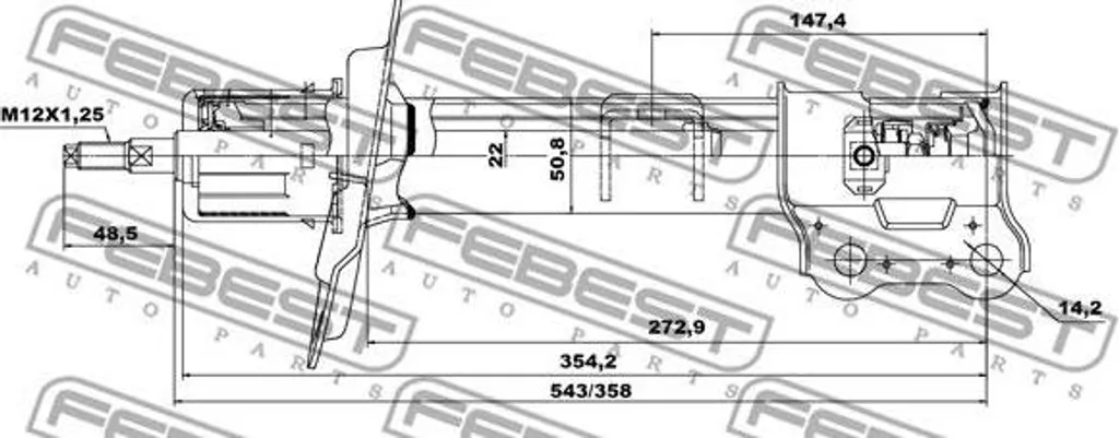 Jambe de force hydraulique FEBEST pour suspension avant iX35 Sportage