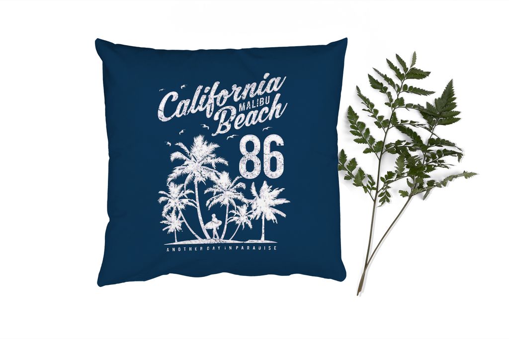 MuchoWow Zierkissen Sofakissen Wohnzimmer Dekokissen 50x50 cm Brandung - Strand - Palme - Vintage - Komfort - Sofakissen