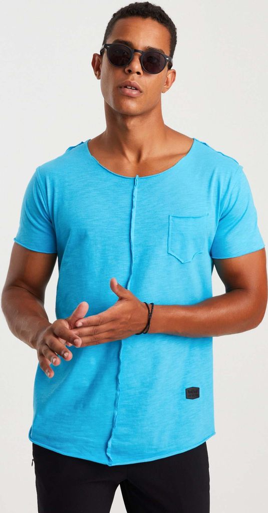 Leif Nelson Rundhals Herren T-Shirt Rundhals LN-6288, Türkis / S