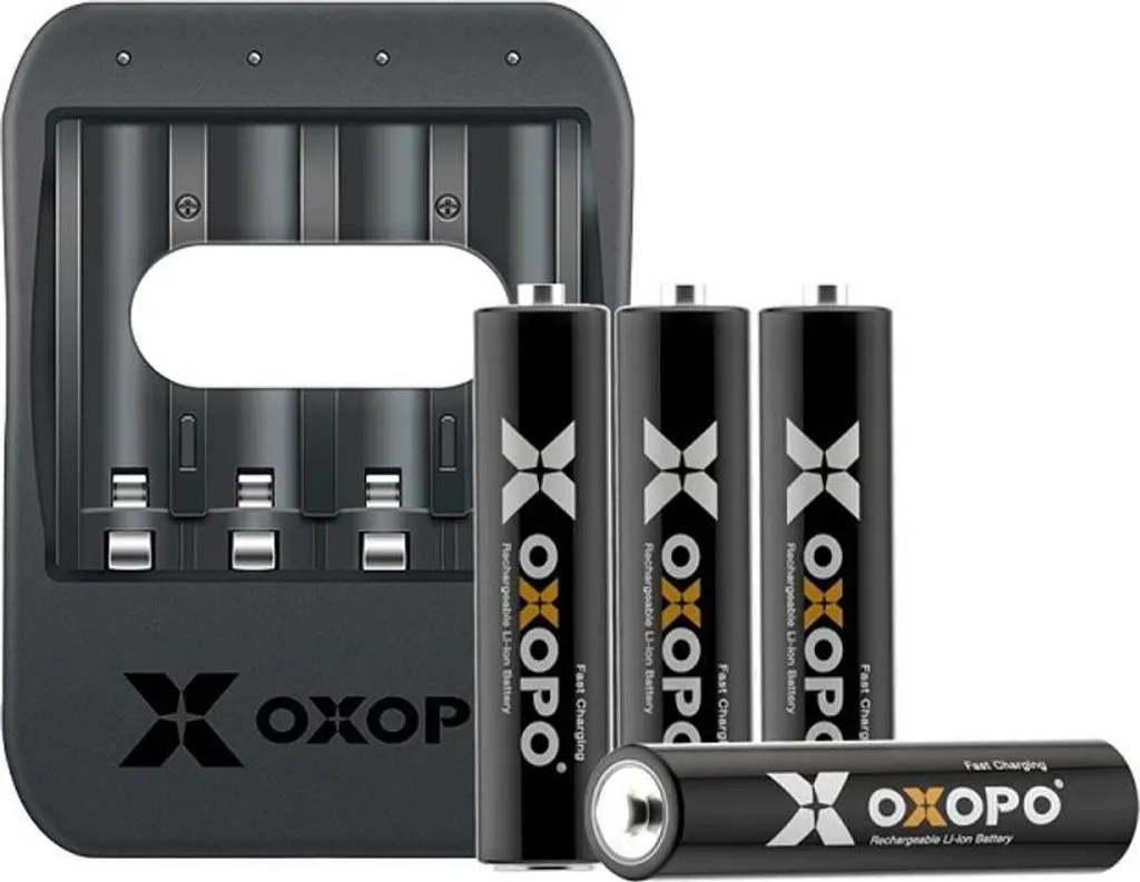 Chargeur Oxopo Li-ion avec 4 piles AA pour éviter les pannes